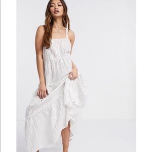 ASOS DESIGN maxi dress in metallic stripe in white